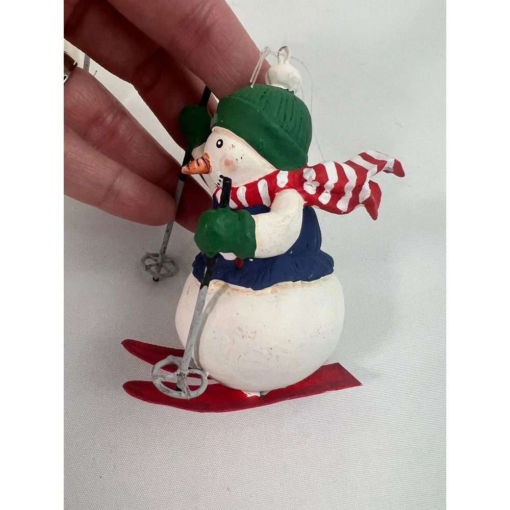 Lot Of 3 Department 56 Christmas Ornaments Skiing Snowmen NOS VTG Retired - Picture 6 of 7
